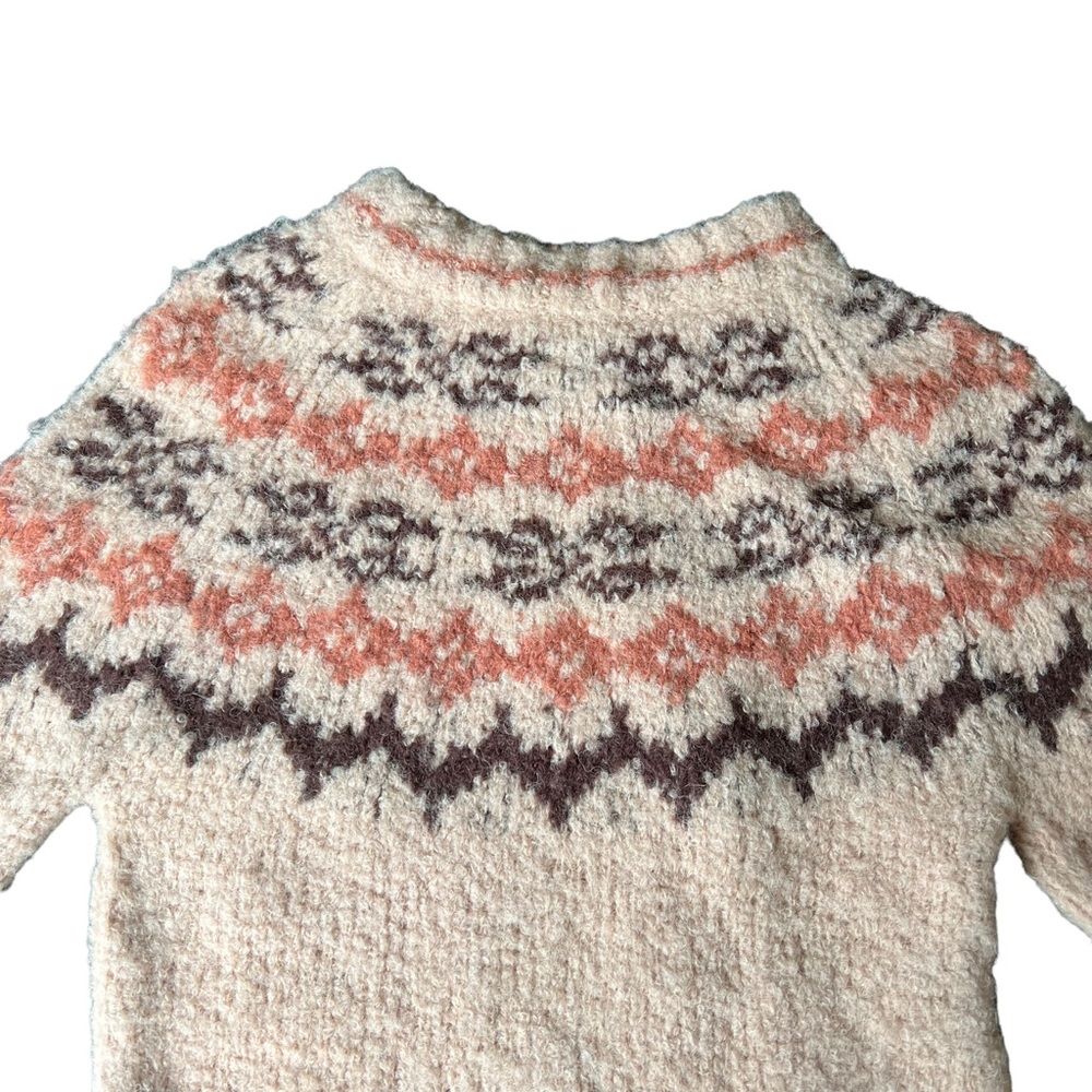 SMYTHE Lopi Fair Isle Alpaca Blend Sweater Apricot Fair Isle NWT Women's Small - Picture 7 of 10